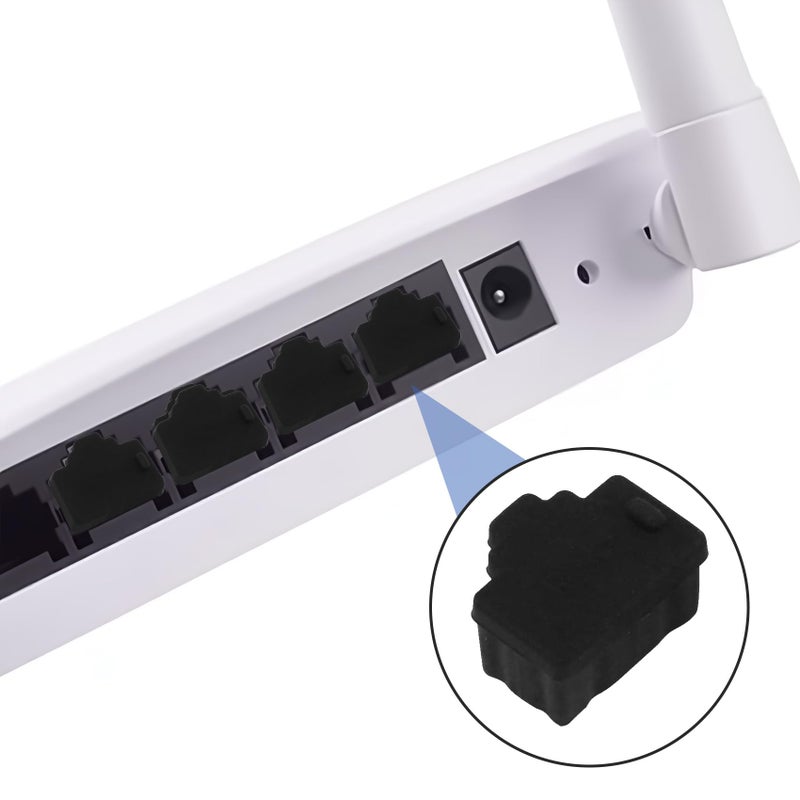 Antrader Ethernet Hub Port RJ-45 Anti Dust Cover Cap Protector Plug,Black,24-Pack - Image 3